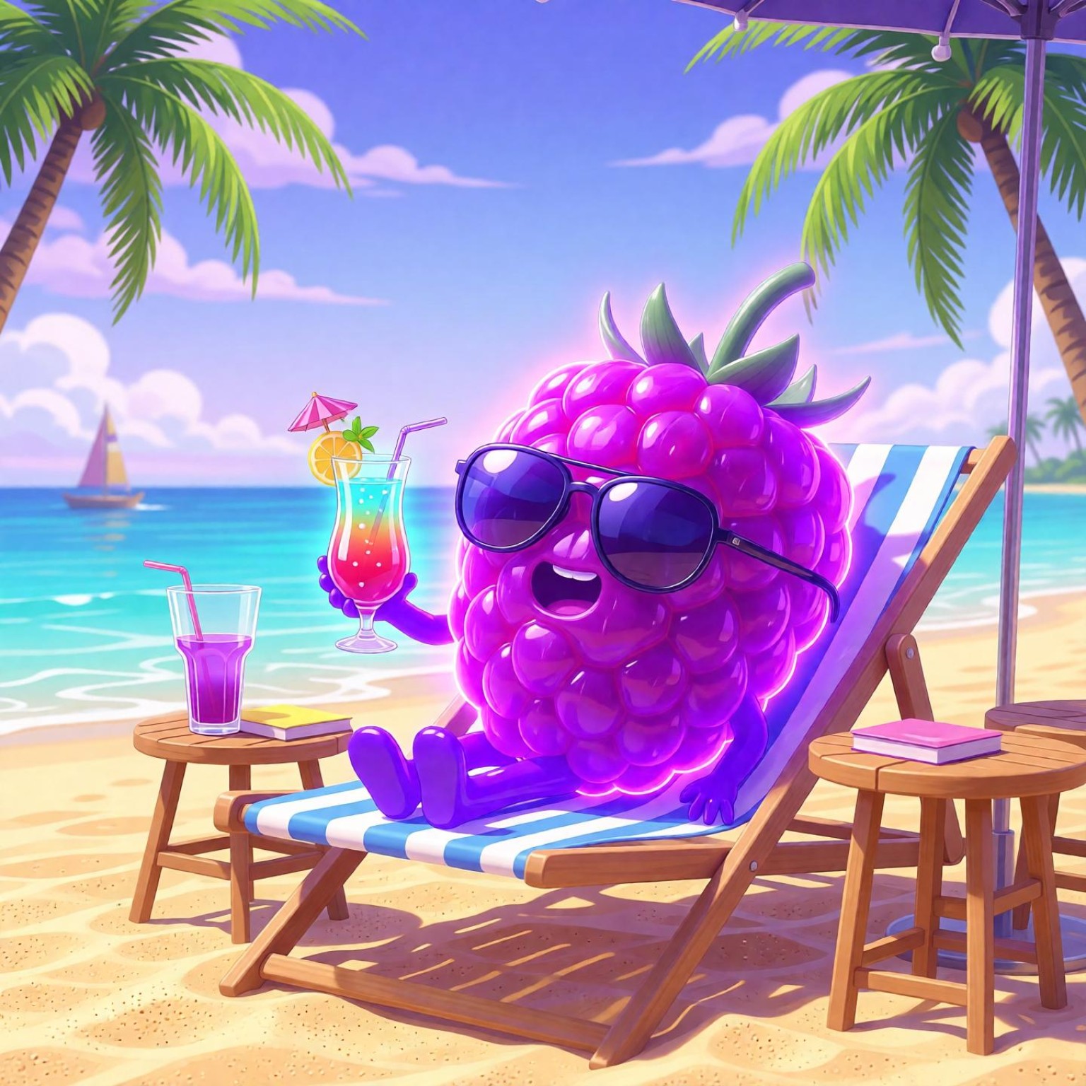 Jelly Jelly Raspberry at the beach